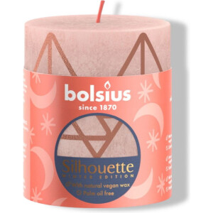 Bolsius Stompkaars Rustiek Print Kerstboom Misty Pink - 8 cm / ø 7 cm