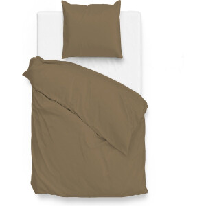 Zohome Satinado Dekbedovertrek - Eenpersoons - Katoensatijn - 140x200-220cm - Taupe