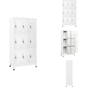vidaXL Lockerkast - Lockerkasten - Locker Kast - Locker <a title="kast vergelijken" href="https://furn.nl/kasten">kasten</a> - Lockerkast met 9 vakken 90x45x180 cm staal grijs