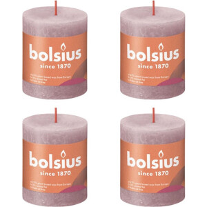 Bolsius Stompkaarsen Shine 4 st rustiek 80x68 mm ash rose