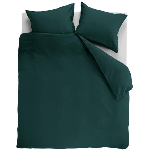 Ambiante Cotton Uni dekbedovertrek - Effen - Lits-Jumeaux XL - 260x200/220 cm cm - Donkergroen