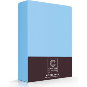 Premium Egyptisch percale katoen hoeslaken blauw - 140x200 (tweepersoons) - meest luxe katoensoort - hogere weefdichtheid en garenfijnheid - perfecte pasvorm