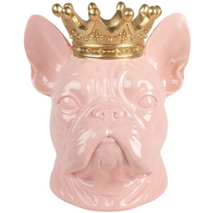 Clayre & Eef Decoratie Beeld Hond 19x16x20 cm Roze Kunststof