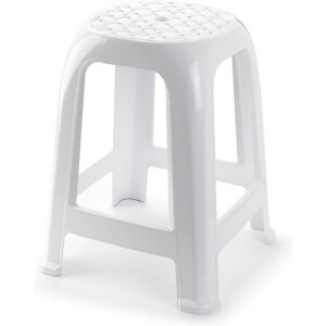 PlasticForte Opstap krukje - 3x stuks - L37 x H46,5 cm - wit - keukenkrukje - verhoger opstapjes