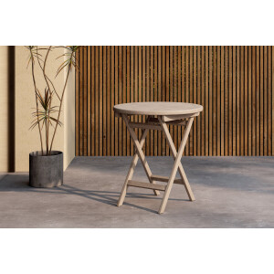 Nohr Ronde Bistrotafel 'Amberia' Teakhout, 70cm, kleur Whitewash