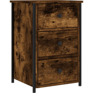 vidaXL - Nachtkastje - 40x36x60 - cm - bewerkt - hout - gerookt - eikenkleurig