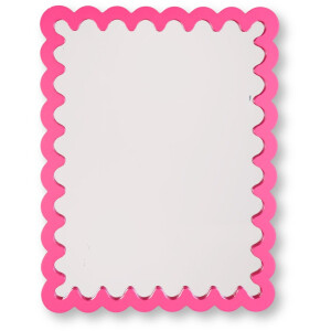 Housevitamin Wandspiegel 33 x 43 cm – Fluor roze– Golvende Rand – MDF – 1,5 cm Dik – Lichtgewicht – Modern Design – Decoratieve Spiegel