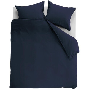 Ambiante Cotton Uni dekbedovertrek - Effen - Lits-Jumeaux XL - 260x200/220 cm - Donker Blauw