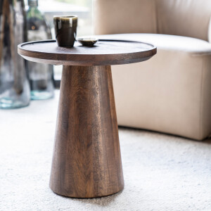 Eleonora Ronde Bijzettafel 'Ron' Mangohout, kleur Bruin, 46cm