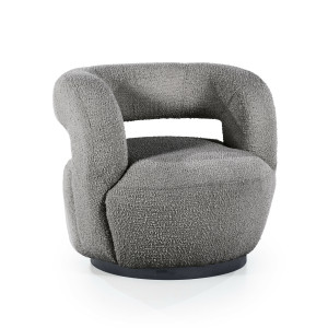 Eleonora Draaifauteuil 'Sharon' Bouclé, kleur Grijs