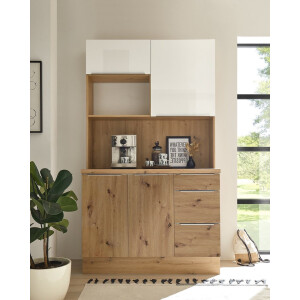 Goedkope keuken 120 cm - mini keuken met apparatuur Marleen - Eiken/Wit - Geen kookveld - kleine keuken - compacte keuken - keukenblok met apparatuur