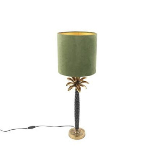 QAZQA Art deco tafellamp met velours kap groen 25 cm - Areka