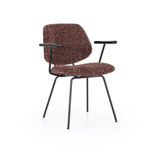 Eleonora Eetkamerstoel 'Jon' Met armleuning, kleur Rood