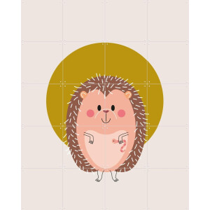 IXXI Hedgehog, Jetske Kox - 80 x 100 cm - Gratis ophangtool - Grote wanddecoratie en posters - Speels, Cartoonesk, Illustraties, Babykamer
