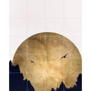 IXXI Two Birds, Kubistika - 80 x 100 cm - Gratis ophangtool - Grote wanddecoratie en posters - Geometrische Kunst, Minimalisme, Vintage, Grafisch