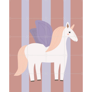 IXXI Winged Unicorn Stripes, Little Otja - 80 x 100 cm - Gratis ophangtool - Grote wanddecoratie en posters Kinderkamer, Babykamer, Kinderen