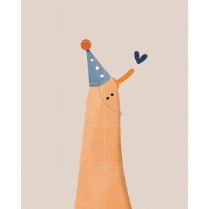 IXXI Feest eend, Alijt - 80 x 100 cm - Gratis ophangtool - Grote wanddecoratie en posters - Illustraties, Speels, Cartoonesk, Babykamer, Dieren