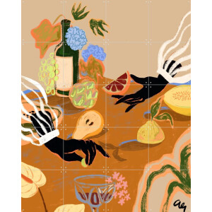 IXXI Handful Of Love, Arty Guava - 80 x 100 cm - Gratis ophangtool - Grote wanddecoratie en posters - Speels, Kleurrijk, Illustraties, Digitale Kunst