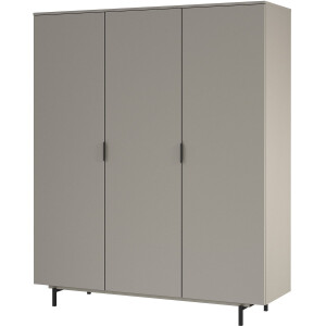 Kledingkast Elias Grijs - Breedte 158 cm - Hoogte 190 cm - Diepte 54 cm - Met hanggedeelte - Met planken - Met openslaande deuren