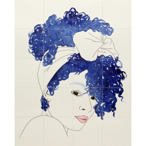 IXXI Sexy Lady with Curls, Natalie Bruns - 80 x 100 cm - Gratis ophangtool - Grote wanddecoratie en posters - Aquarel, Line art, Illustraties