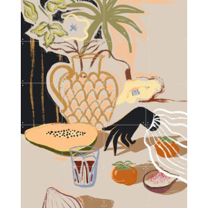 IXXI Fruitful Spread, Arty Guava - 80 x 100 cm - Gratis ophangtool - Grote wanddecoratie en posters - Kleurrijk, Illustraties, Eten & Drinken