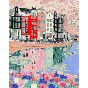 IXXI Tulpen uit Amsterdam, Artclaud - 80 x 100 cm - Gratis ophangtool - Grote wanddecoratie en posters - Speels, Kleurrijk, Modern, Fantasierijk