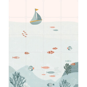 IXXI Under the Blue Sea, Menina Lisboa & Various - 80 x 100 cm - Gratis ophangtool - Grote wanddecoratie en posters - Grafisch Ontwerp, Speels