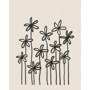 IXXI A Field Of Flowers, Alisa Galitsyna & Various - 80 x 100 cm - Gratis ophangtool - Grote wanddecoratie en posters - Illustraties, Minimalistisch