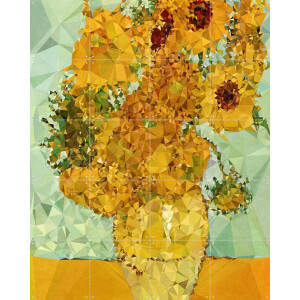 IXXI Symphony in Yellow and Blue, Kubistika & Van Gogh 21st Century - 80 x 100 cm - Gratis ophangtool - Grote wanddecoratie en posters - Klassiek