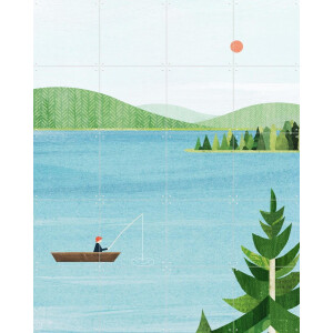 IXXI On the Lake, Henry Rivers - 80 x 100 cm - Gratis ophangtool - Grote wanddecoratie en posters - Speels, Minimalistisch, Illustraties, Woonkamer
