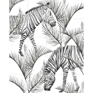 IXXI Zebra Palm, Creative Lab Amsterdam - 80 x 100 cm - Gratis ophangtool - Grote wanddecoratie en posters - Illustraties, Grafisch Ontwerp, Aquarel