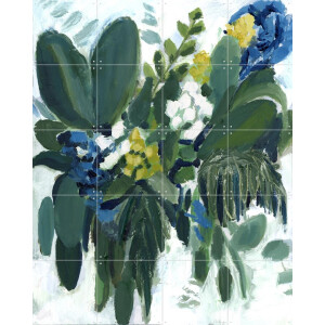 IXXI Blue Dream Floral, Green Barn Studio - 80 x 100 cm - Gratis ophangtool - Grote wanddecoratie en posters - Abstract, Klassiek, Olieverf