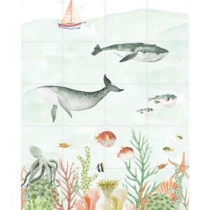 IXXI Sealife, Creative Lab Amsterdam - 80 x 100 cm - Gratis ophangtool - Grote wanddecoratie en posters - Illustraties, Grafisch Ontwerp, Speels