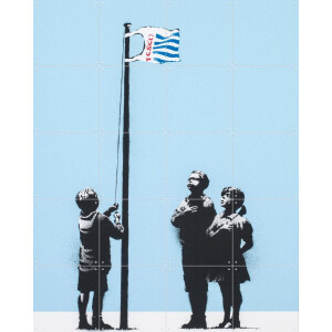 IXXI Very Little Helps, Banksy - 80 x 100 cm - Gratis ophangtool - Grote wanddecoratie en posters - Illustraties, Houtsnede, Pop art, Street art