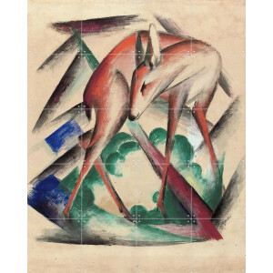 IXXI Deer 1912, Franz Marc & Bridgeman Images - 80 x 100 cm - Gratis ophangtool - Grote wanddecoratie en posters - Vintage, Kleurrijk, Klassiek