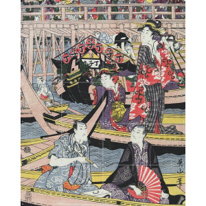 IXXI People enjoying Fireworks at Ryogoku Bridge, Kikuwa Eizan & Victoria and Albert Museum - 80 x 100 cm - Gratis ophangtool - Grote wanddecoratie en
