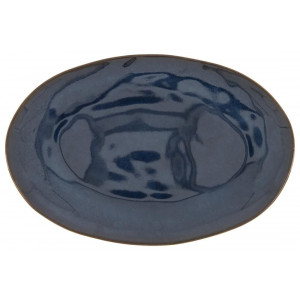 HEMA Schaal Ovaal - 30 Cm - Porto - Reactief Glazuur - Donkerblauw (donkerblauw)