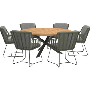 4 Seasons Outdoor Tuinset Fabrice groen Prado Teak-Anthracite 160 cm