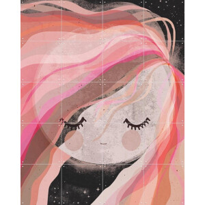 IXXI Moon Girl, Treechild & Various - 80 x 100 cm - Gratis ophangtool - Grote wanddecoratie en posters - Grafisch Ontwerp, Digitale Kunst, Cartoonesk