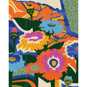 IXXI Zinnia, Megan Gallagher - 80 x 100 cm - Gratis ophangtool - Grote wanddecoratie en posters - Speels, Grafisch Ontwerp, Kleurrijk, Pop art