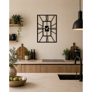 Wandklok Metaal-Wandklok Staal-Wandklok Rechthoek-Gepoedercoat-Industrieel-Modern-Stil uurwerk