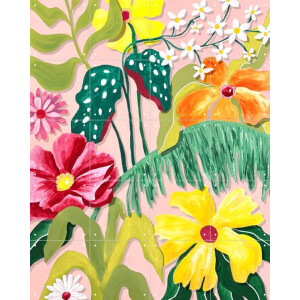 IXXI Flores y Plantas, Karen Menzenbach - 80 x 100 cm - Gratis ophangtool - Grote wanddecoratie en posters - Modern, Illustraties, Speels, Kleurrijk