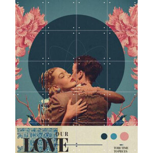 IXXI Our Love tore Time to Pieces, Frank Moth - 80 x 100 cm - Gratis ophangtool - Grote wanddecoratie en posters - Collage, Grafisch Ontwerp, Pop art