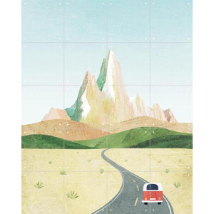 IXXI Road to Monte Fitz Roy, Henry Rivers - 80 x 100 cm - Gratis ophangtool - Grote wanddecoratie en posters - Minimalistisch, Kleurrijk