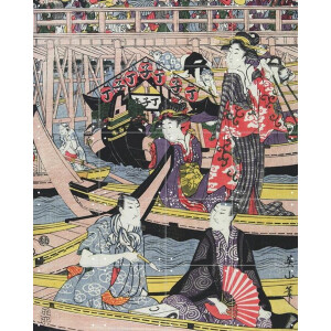 IXXI People enjoying Fireworks at Ryogoku Bridge, Kikuwa Eizan & Victoria and Albert Museum - 80 x 100 cm - Gratis ophangtool - Grote wanddecoratie en