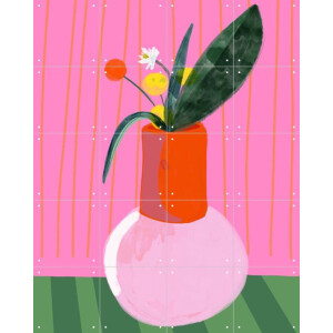 IXXI Mio Vaso pinky love, Hej.Ibiza - 80 x 100 cm - Gratis ophangtool - Grote wanddecoratie en posters - Kleurrijk, Abstract, Speels, Illustraties