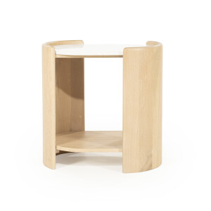 Eleonora Ovale Bijzettafel 'Don' Marmer en eikenhout, 50 x 35cm