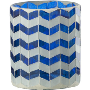 J-Line kaarshouder - glas - blauw/wit - medium