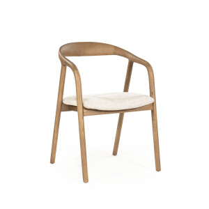 Eleonora Eetkamerstoel 'Rayven' Essen en stof, kleur Lichtbruin