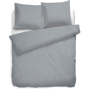 Heckett & Lane Uni Stripe Dekbedovertrek - Lits-jumeaux - 240x200/220 cm - Licht Grijs